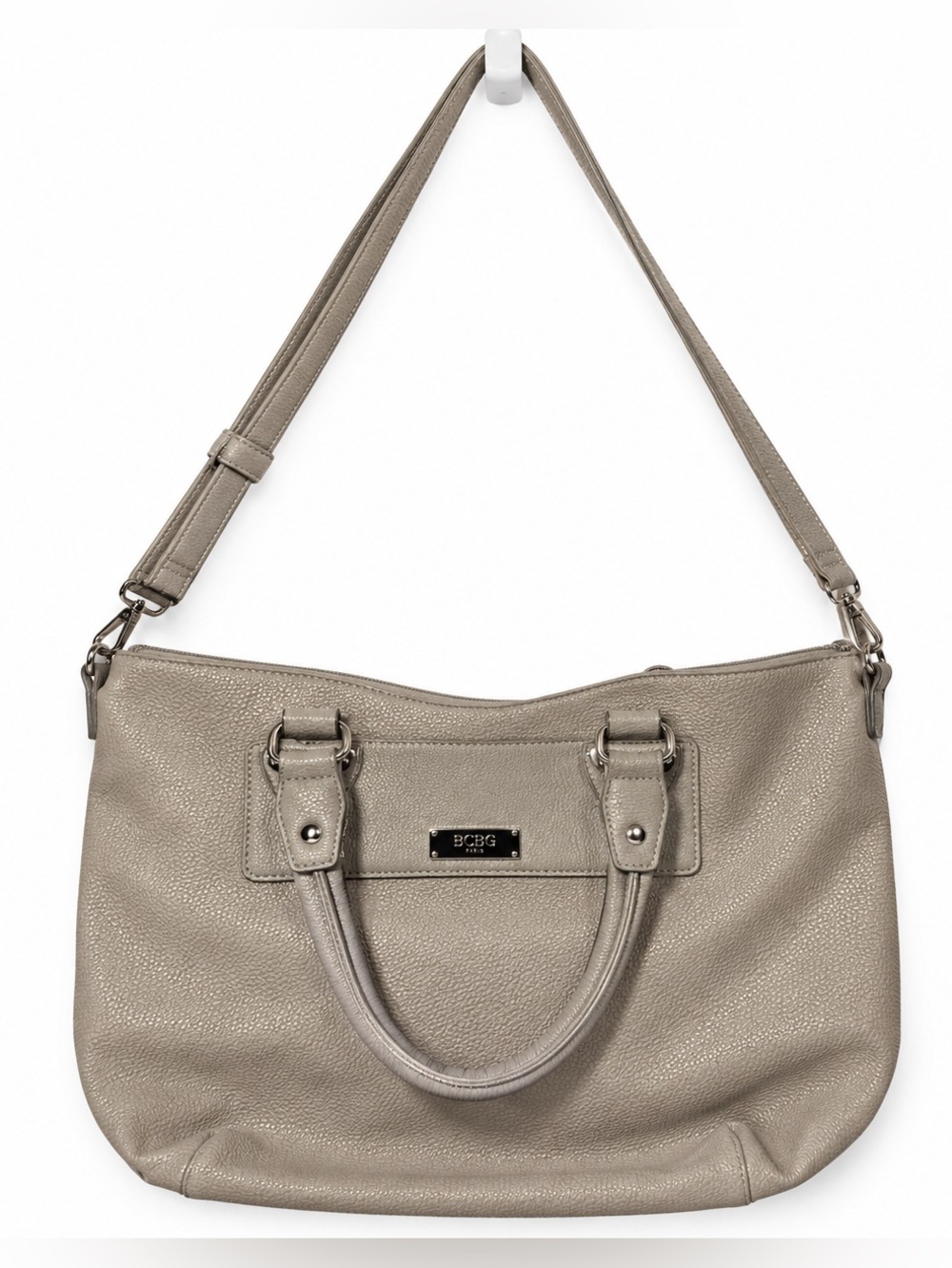 BCBG Paris Taupe Shoulder Tote Satchel Bag with Crossbody Strap